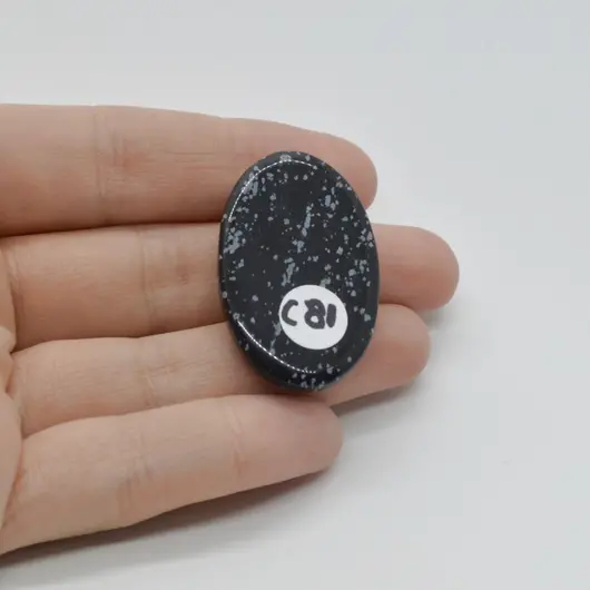 Cabochon Obsidian Fulg de nea 37x24x7mm C81, imagine 2