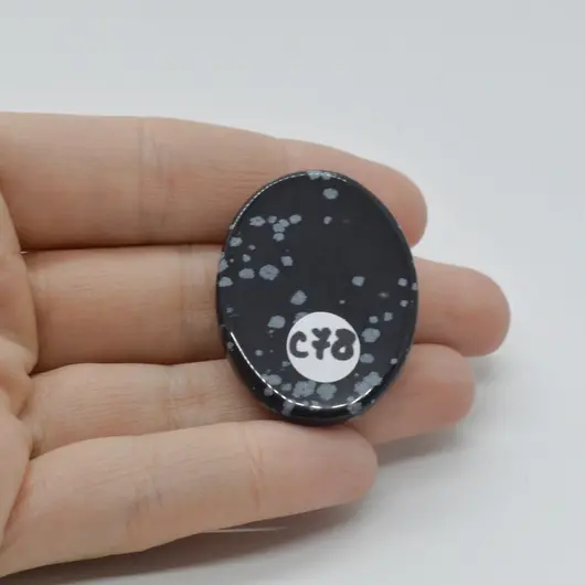 Cabochon Obsidian Fulg de nea 37x28x7mm C78, imagine 2