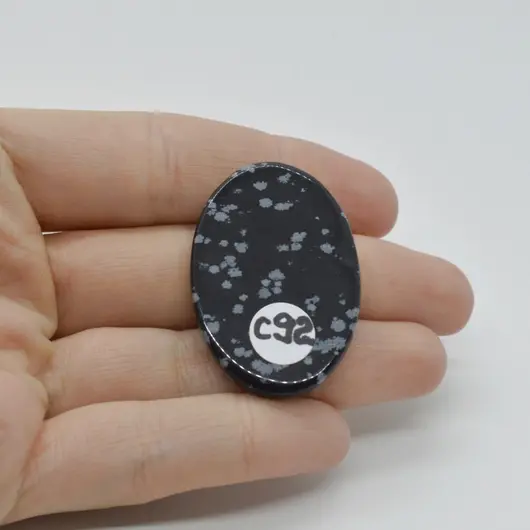 Cabochon Obsidian Fulg de nea 38x26x6mm C92, imagine 2