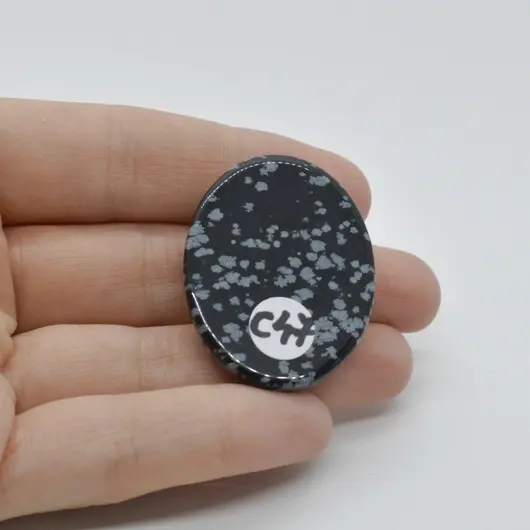 Cabochon Obsidian Fulg de nea 38x29x7mm C47, imagine 2