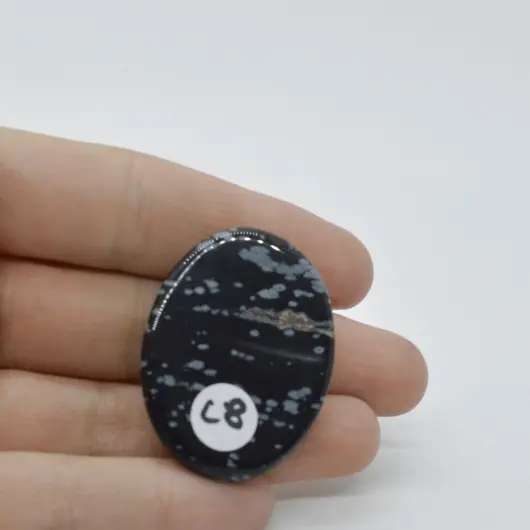 Cabochon Obsidian Fulg de nea 38x29x7mm C8, imagine 2