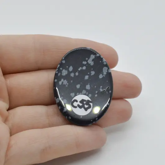 Cabochon Obsidian Fulg de nea 39x28x6mm C55, imagine 2