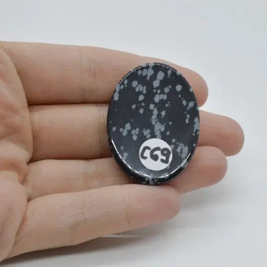 Cabochon Obsidian Fulg de nea 39x28x7mm C69, imagine 2