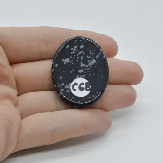 Cabochon Obsidian Fulg de nea 39x29x7mm C68, imagine 2