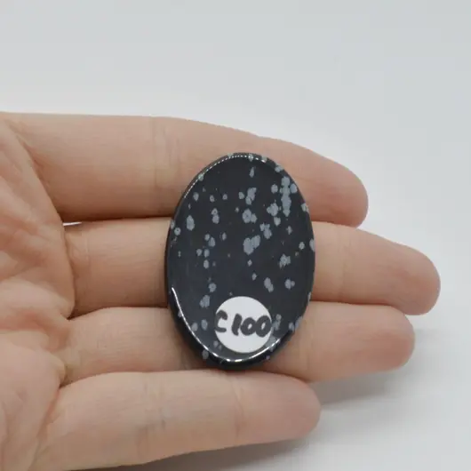 Cabochon Obsidian Fulg de nea 40x26x6mm C100, imagine 2
