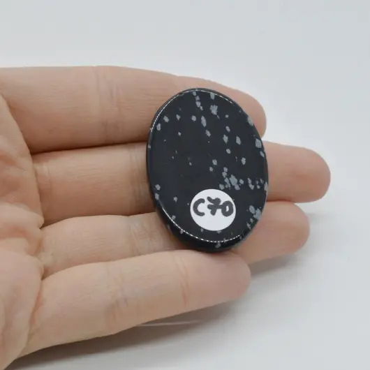 Cabochon Obsidian Fulg de nea 40x27x8mm C70, imagine 2