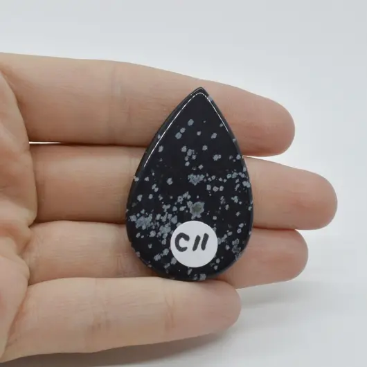 Cabochon Obsidian Fulg de nea 42x27x6mm C11, imagine 2