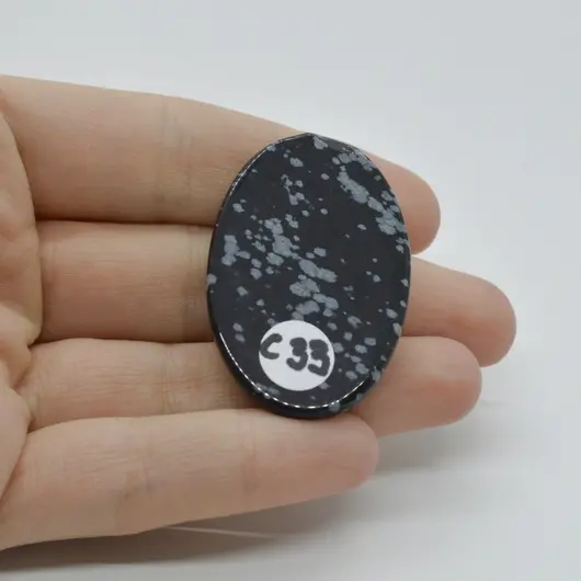 Cabochon Obsidian Fulg de nea 42x28x7mm C33, imagine 2