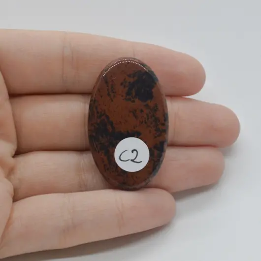 Cabochon Obsidian Mahon 39x23x7mm C2, imagine 2