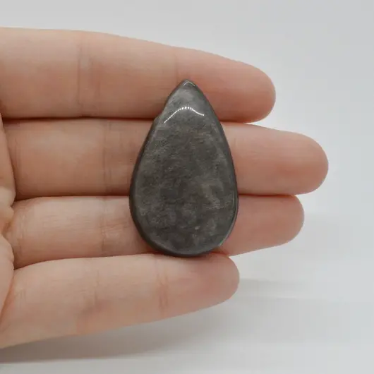 Cabochon Obsidian Silver 37x23x7mm C54