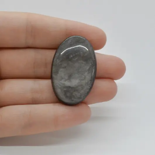 Cabochon Obsidian Silver 37x24x7mm C24