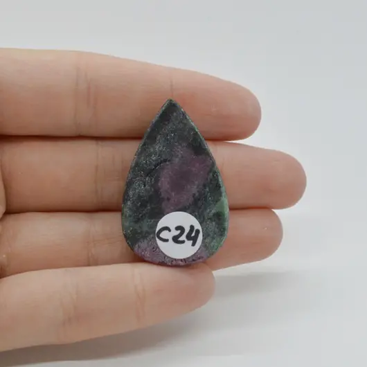 Cabochon Rubin in zoisit 36x23x6mm C24, imagine 2