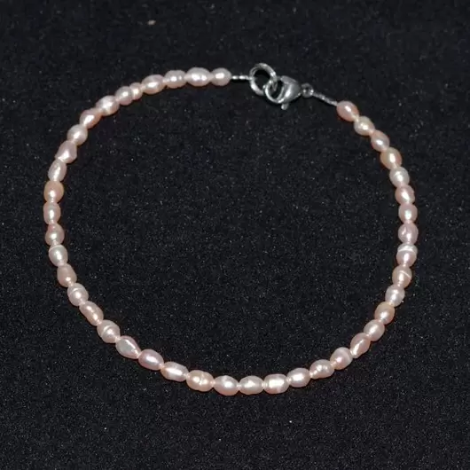 Bratara perle de cultura roz lunguiete 3-4mm