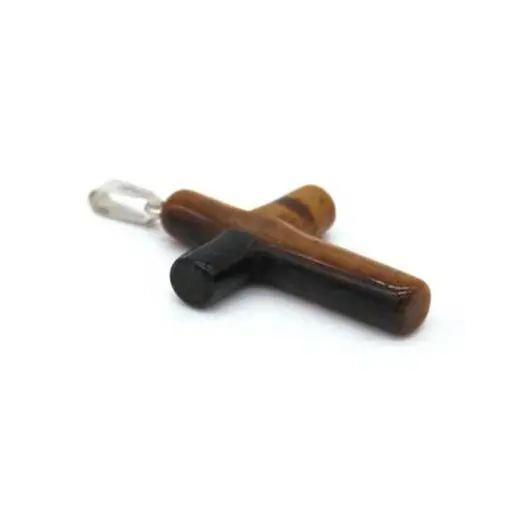 Pandantiv cruce ochi de tigru 40mm