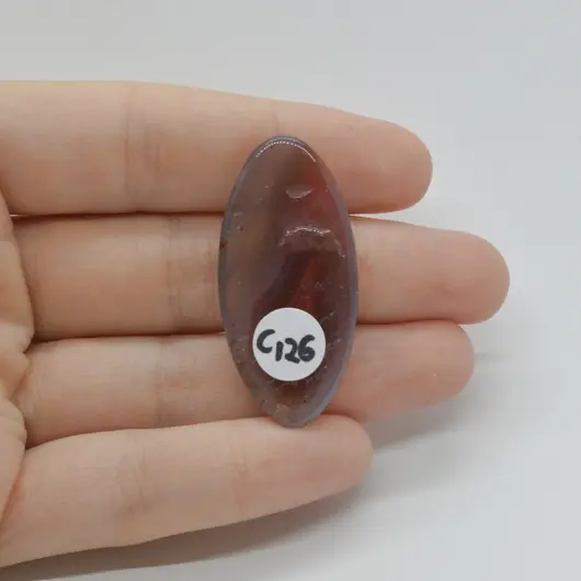 Cabochon Agat Botswana Portocaliu 41x19x5mm C126, imagine 2