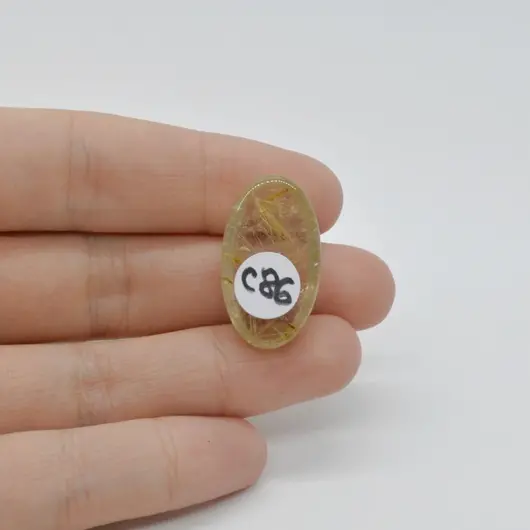 Cabochon Cuart Rutilat 26x15x8mm C86, imagine 2