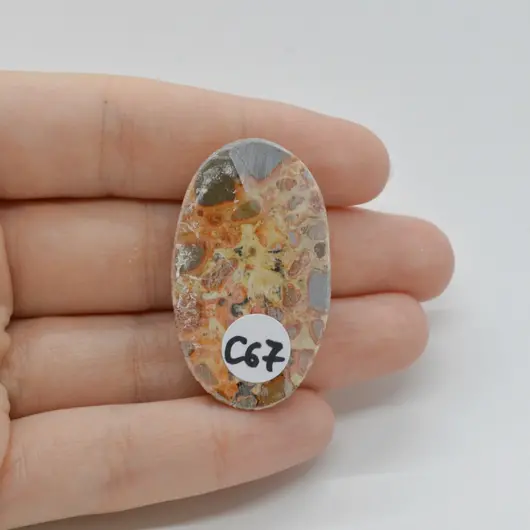 Cabochon Jasp Leopard 39x23x7mm C67, imagine 2