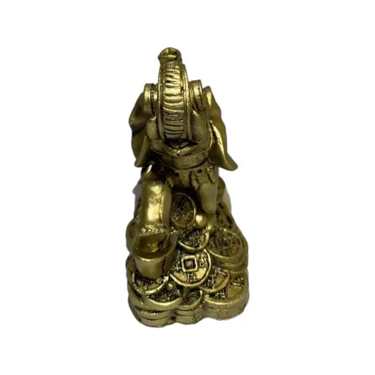 Statueta Feng Shui elefant cu trompa ridicata pe bani din rasina 7cm, imagine 3