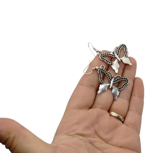 Cercei din cupru argintat fluture model 2, imagine 2