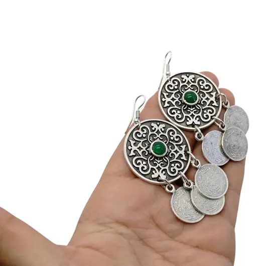 Cercei din cupru argintat talisman model 12, imagine 2