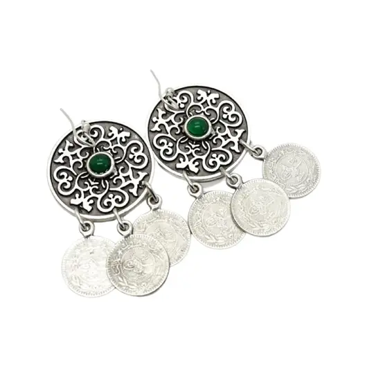 Cercei din cupru argintat talisman model 12