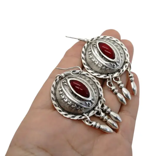 Cercei din cupru argintat talisman model 14, imagine 2