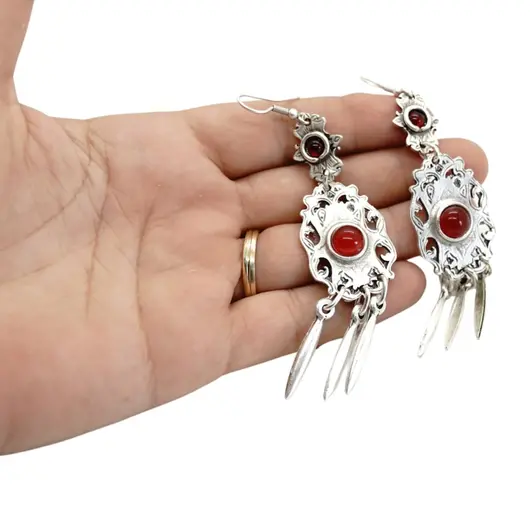 Cercei din cupru argintat talisman model 4, imagine 2