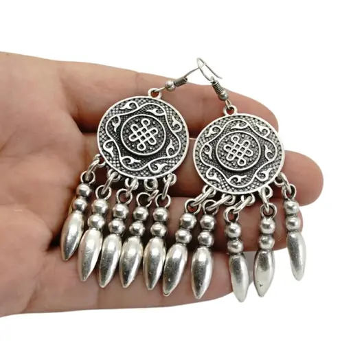 Cercei din cupru argintat talisman model 5, imagine 2