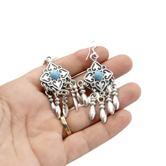 Cercei din cupru argintat talisman model 6, imagine 2