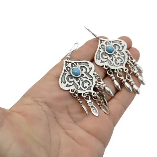 Cercei din cupru argintat talisman model 7, imagine 2