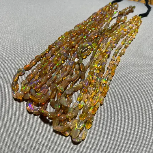 Sirag opal etiopian de foc neuniform galben, 5-8mm, 45cm, imagine 2