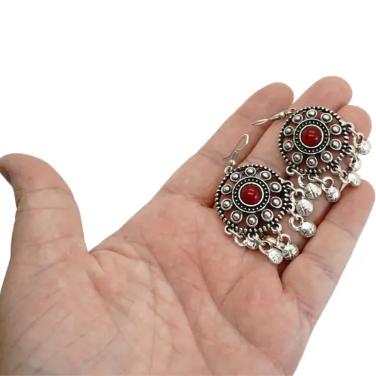 Cercei din cupru argintat talisman model 17, imagine 2