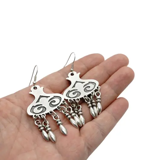Cercei din cupru argintat talisman model 19, imagine 2
