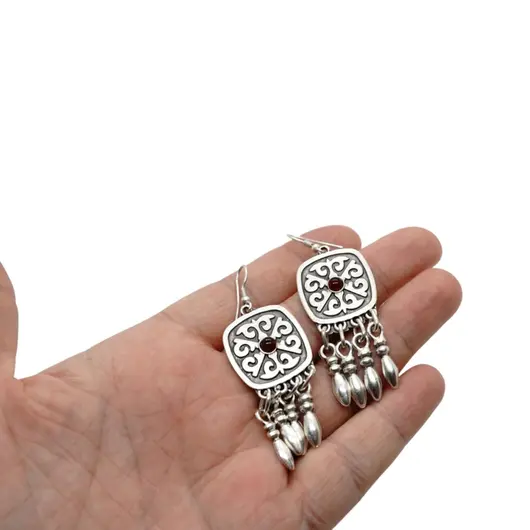 Cercei din cupru argintat talisman model 21, imagine 2