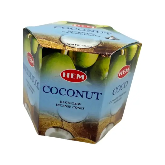 Conuri parfumate HEM Coconut, backflow - 40 buc