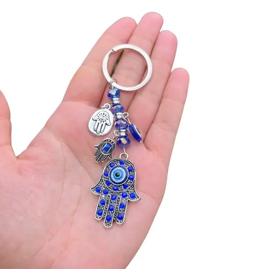 Breloc talisman cu Mana Fatimei (Hamsa) si Ochiul lui Horus, model 6, imagine 2