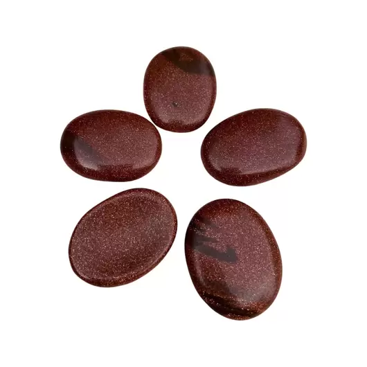 Piatra terapeutica Worry stone Goldstone maro, 30-40mm