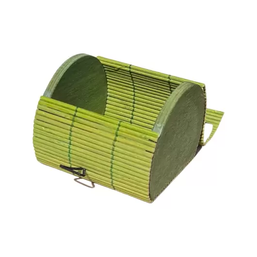 Cutie din bete de bambus semirotunda verde, 80mm, imagine 2