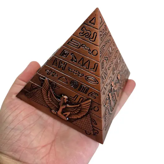 Piramida cu inscriptii egiptene - cupru, 10cm, imagine 5