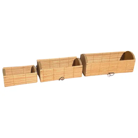 Set 3 cutii din bete de bambus, cufar bej, imagine 2