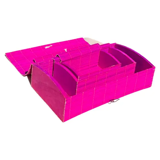 Set 3 cutii din bete de bambus, dreptunghiulare magenta, imagine 3