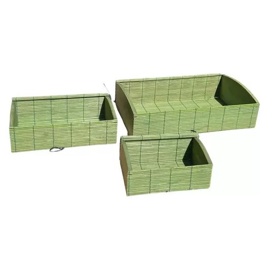 Set 3 cutii din bete de bambus, dreptunghiulare verde, imagine 2