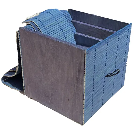 Set 4 cutii din bete de bambus, cuburi albastre, imagine 2