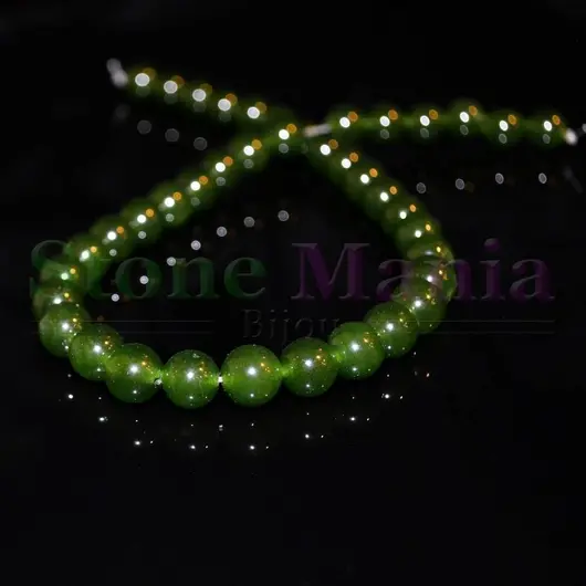 Colier agat verde 2 sfere 10mm