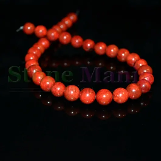 Colier coral rosu pasta sfere 12mm