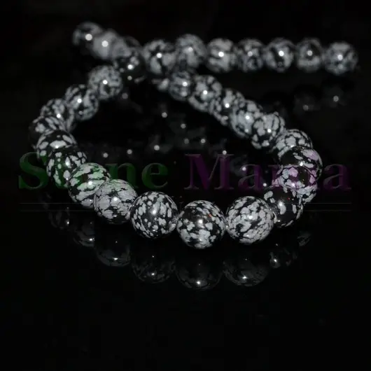 Colier obsidian sfere 12mm