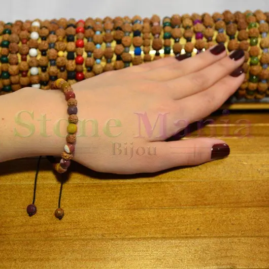 Bratara rudraksha 6mm si mookait 6mm