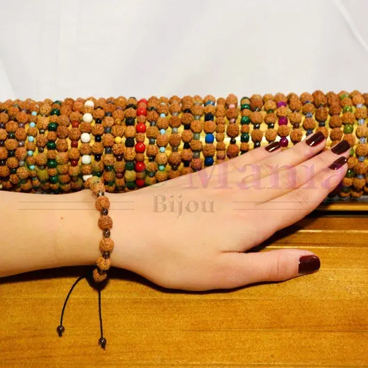 Bratara rudraksha 8mm si cuart fumuriu 4mm