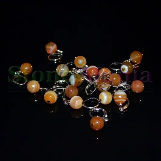 Cercei cu agatatoare agat maro fatetat