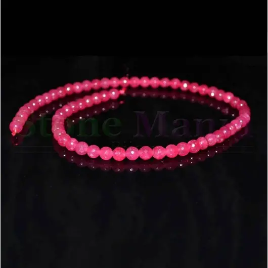 Colier agat roz sfere fatetate 6mm